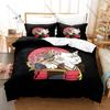 Cool Japanese Samurai Cat Bedding Set Duvet Cover + 2 Pillowcases Cute Ninja Cat Katana Sakura Ukiyo-e Bedroom Decor