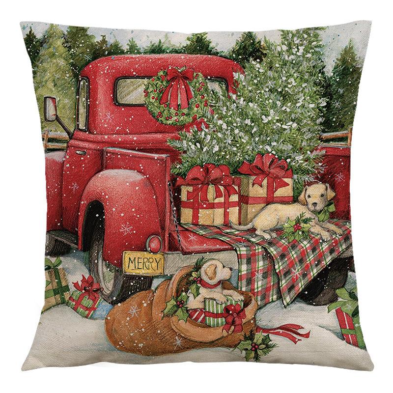 Throw Pillow Case Retro Christmas Cartoon Living Room Bedroom Cushion Pillow