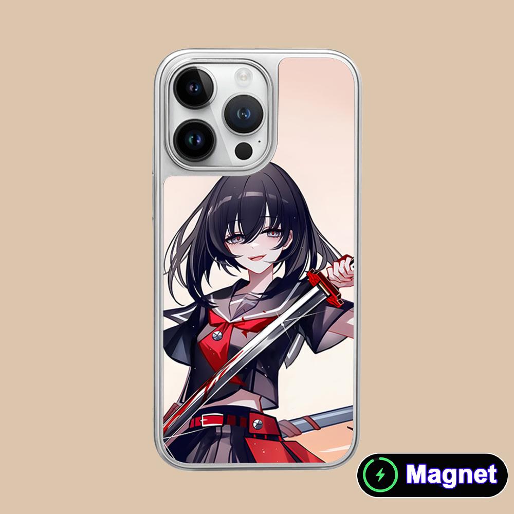 

Akame Kurome Silver Plating Magsafe Mobile Phone Case for iPhone 17 16 15 14 13 12 11 Air Pro Max Plus Colorful Cover iPhone 11