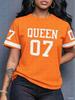 Printed Crew Neck Short Sleeve T-Shirt, Summer Pattern T-Shirt, Plus Size Sports T-Shirt Top