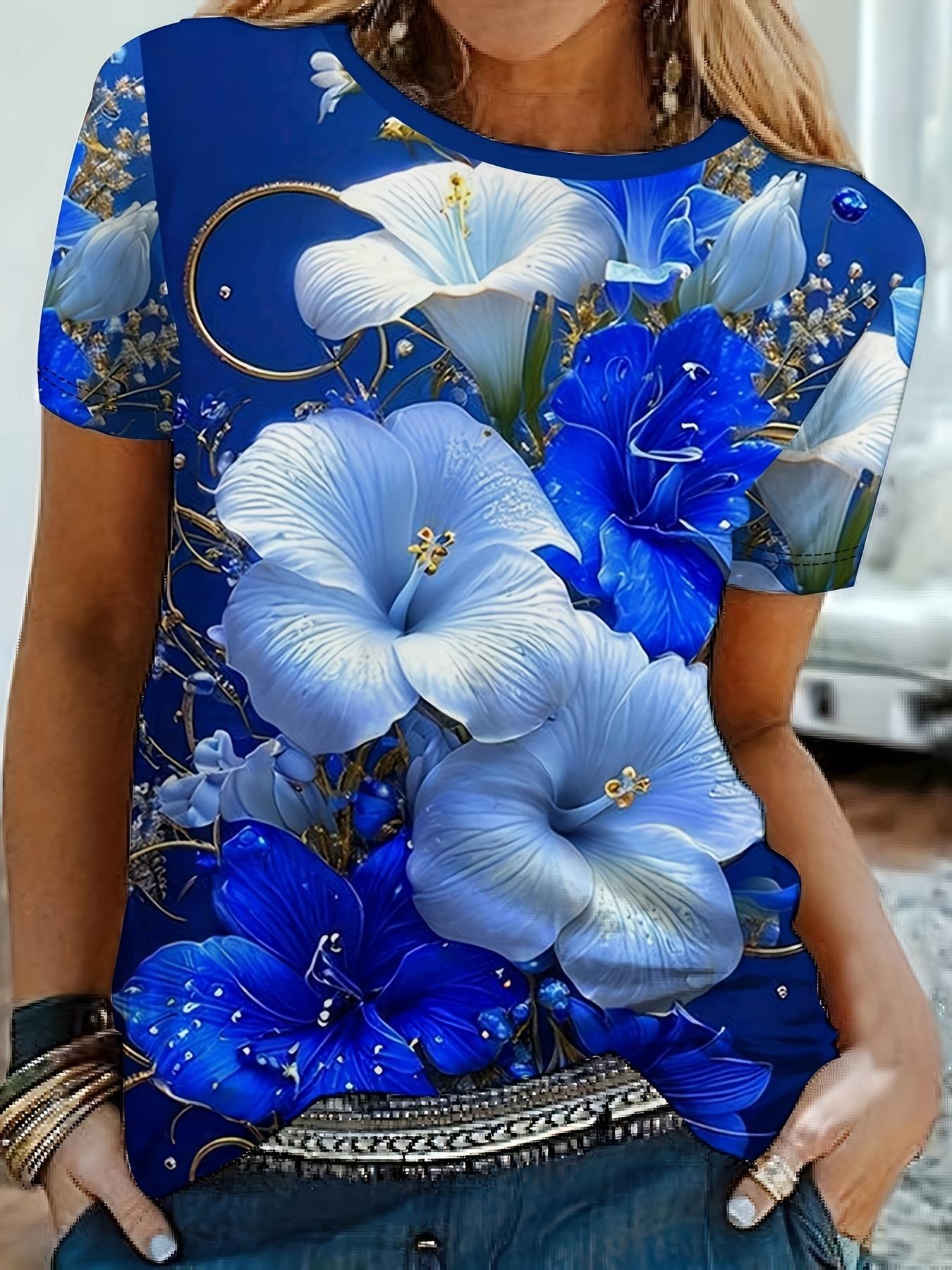 

Women s Floral Print Round Neck Short Sleeve Blouse - Casual Summer -Line Top. Breathable Casual Attire Suitable for Summer Outfits. Machine Washable XL дубильная кора