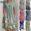 QICED Women's Fashion Summer Spring Short Sleeve V-Neck Casual Dresses