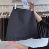 Retro Korean Wood Ear Lace Woolen High-Waisted A-Line Skirt for Women - Spring 2026 Collection