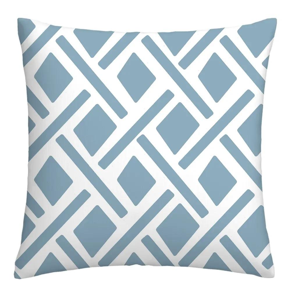 Blue and White Geometric Diamond Pillowcase Office Living Room Home Pillowcase Car Ornaments