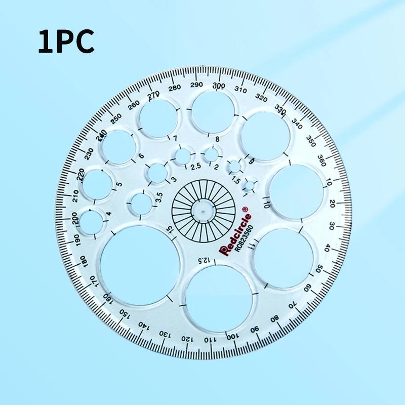 Multifunction Geometric Template Plastic Measuring Ruler Circles 360 Degree Drawing Round Ruler Geometric Drawing Stencils Tools