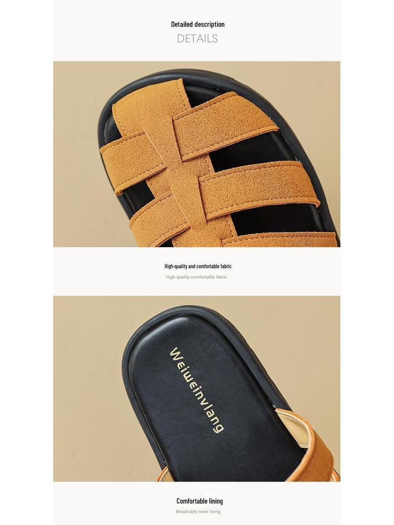 Weiwei Girl Women's French Retro Pointed Toe Woven Roman Slippers Sandals for Summer