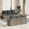 7-Piece Garden Sofa Set with Grey Cushions Poly Rattan, 2-Seater Garden Sofa with Storage and Cushions 3354598