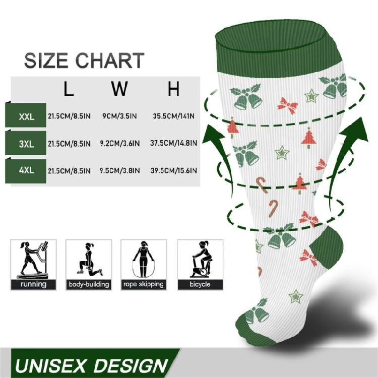 3 Pairs Christmas Pattern Athletic Wide Calf Compression Socks for Men and Women Running Flight Travel Nurses Pregnant