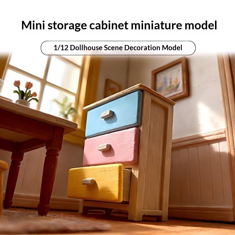 

Miniature Drawer Cabinet Bedside Table Ornament 1/12 Dollhouse Furniture Decoration Dolls House Micro Scene Photography Prop one size