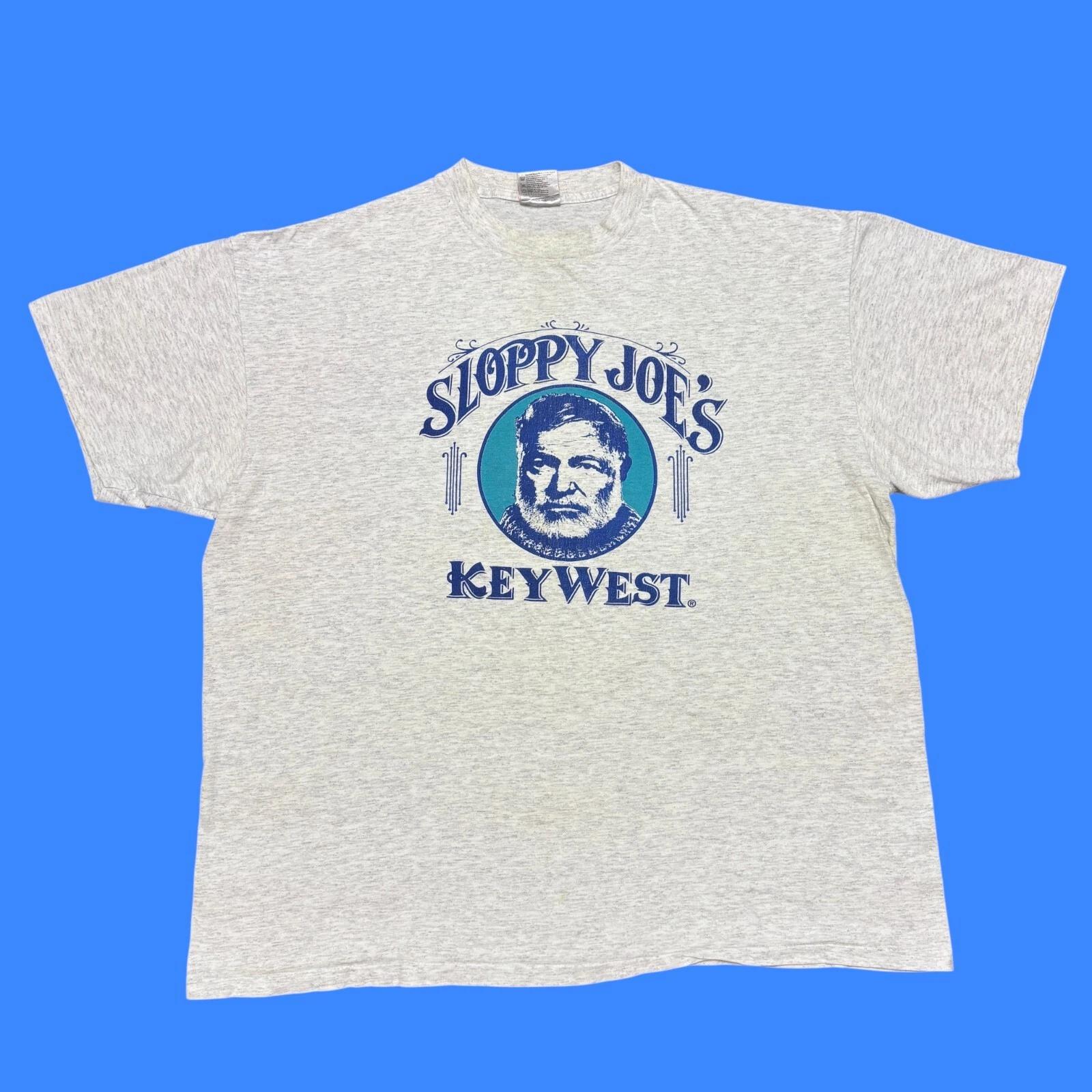 Винтажная футболка 90-х Single Stitch Sloppy Joes Key West Арт-футболка с Эрнестом Хемингуэем 4XL