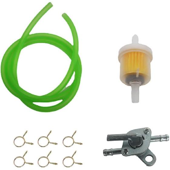 

Universal Gas Fuel Line Hose Clamps Fuel Filters with Inline Shut Off Valve Petcock Set Fit for 50cc 70cc 90cc 110cc 125cc 150cc Taotao Coolster зелений