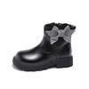 Girls Winter Warm Faux Leather Martin Boots With Bow Detail Low-Cut Side Zip Snow Kids Ages 1-12