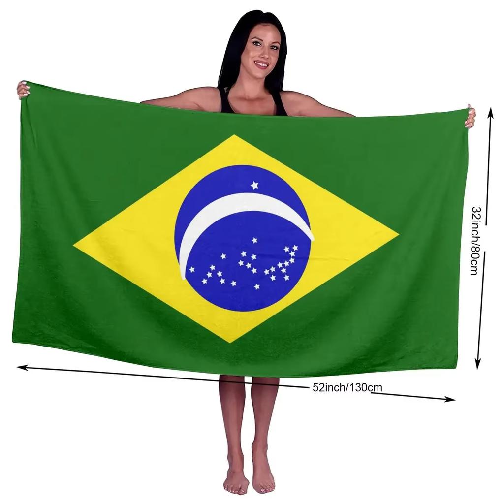 Brazil Flag Swimming Textile Towel Adult Absorbent Bath Towel Women Men Robes Super Soft Microfiber Fabric Comfortable Towel