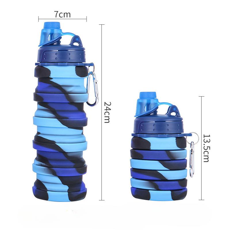 Food Grade Silicone Camouflage Sports Water Cup Creative Travel Folding Silicone Water Bottle Outdoor Portable Retractable Water Bottle