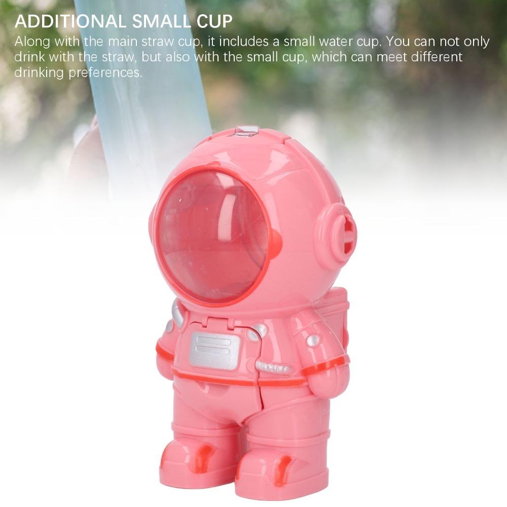 

2 Pcs 250ml/8.45oz Astronaut Water Dispenser With Mini Cup With Cup Strap Straw Cup Portable Water Dispenser Cup For Travel рожевий
