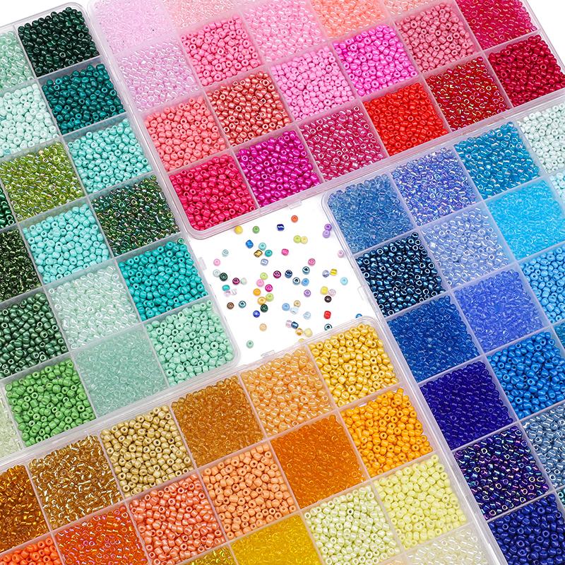 5200 ks/krabička Skleněné rokajlové korálky pro DIY výrobu náramků, náhrdelníků a šperků
