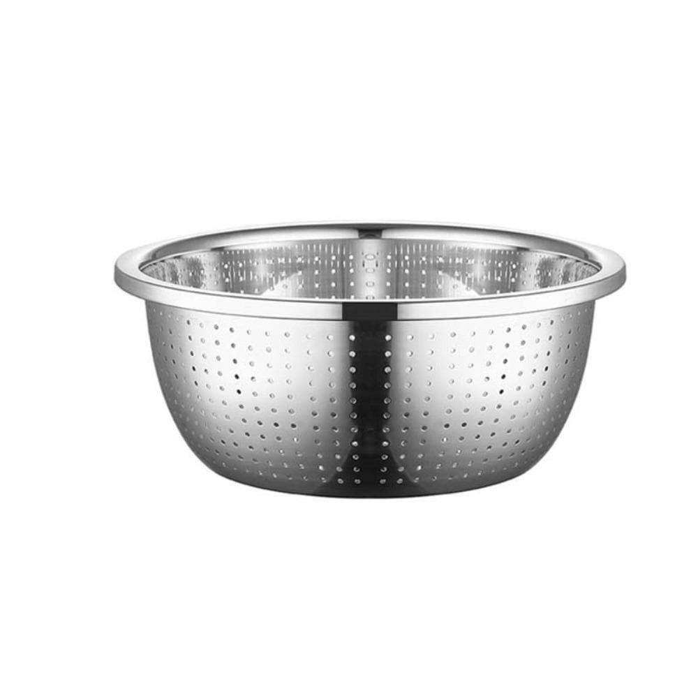 Multiple Drainage Holes Stainless Steel Drain Basket Widened Edge Drain Basin  Fruits