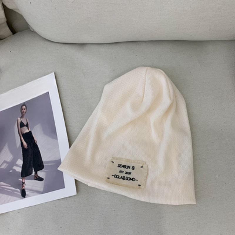Knitted Hat for Women with Big Head Patches Piled Hats Autumn and Winter Plus Velvet Thickened Cold Hat for Men with Winter Bag Hat Warm Plus Velvet
