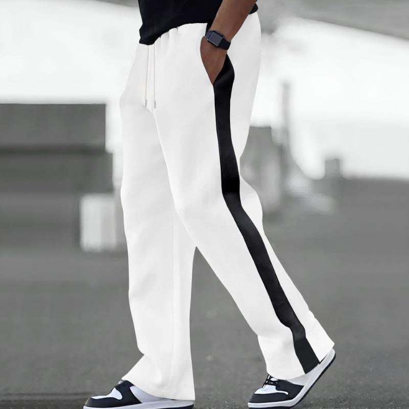 Men S Loose Straight Color Block Casual Sports Track Pants
