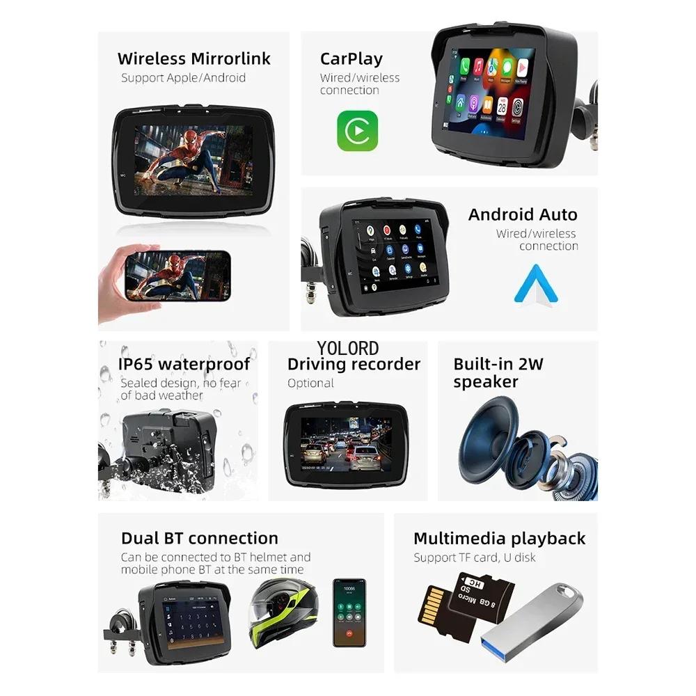 New 5.0 Inch Motorcycle Navigation Waterproof Carplay Display Screen Touch Screen Portable Wireless Android Auto Monitor