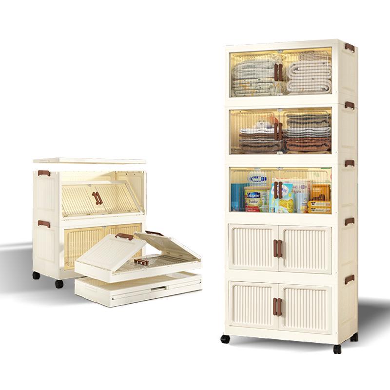 45-90 Wide Multi-layer Folding Plastic Storage Cabinet for Baby Wardrobe Organizer