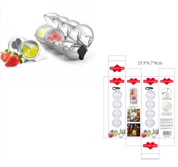 Silicone Round Ice Hockey Mold 4 Ice Cube Whisky Ice Box Four-hole Ice Cube Single Hole Diy Round Suit