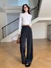 Ai Xuan Grey Acetate Wool Straight Leg Trousers - 2025 Autumn/Winter Women's High-End Narrow Leg Casual Pants