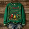 Damen Weihnachtsdruck Pullover mit langem Ärmel und Rundhalsausschnitt