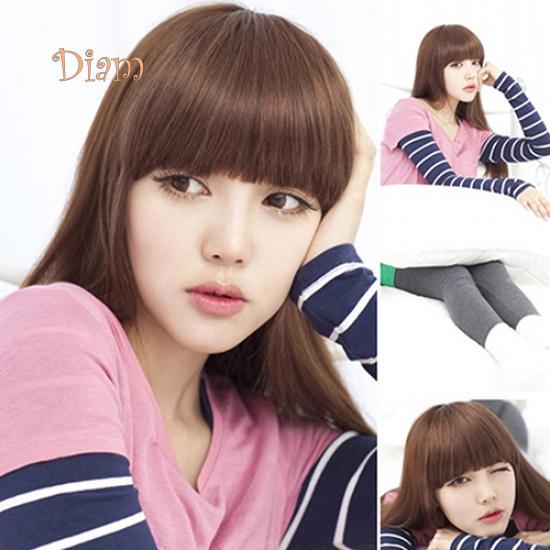Tenfyer Pretty Girl's Clip On/in Neat Bangs Straight Fake Bob Style Fringe Hairpiece