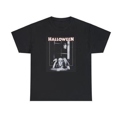 Halloween Schweres Baumwoll-T-Shirt, Jamie Lee Curtis, Laurie Strode, Michael Myers