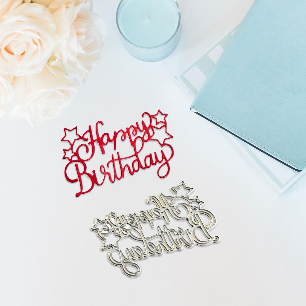 Happy Birthday Cutting Dies Carbon Steel Die Cut Templates Metal Embossing Stencils for Scrapbooking Card Making Album