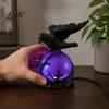 Dark Academia Decor Gothic Raven LED Ball Lamp, Mysterious Crow On Orb Sculpture, Artistic Bird Lamp Halloween Decorative Table for Bedside