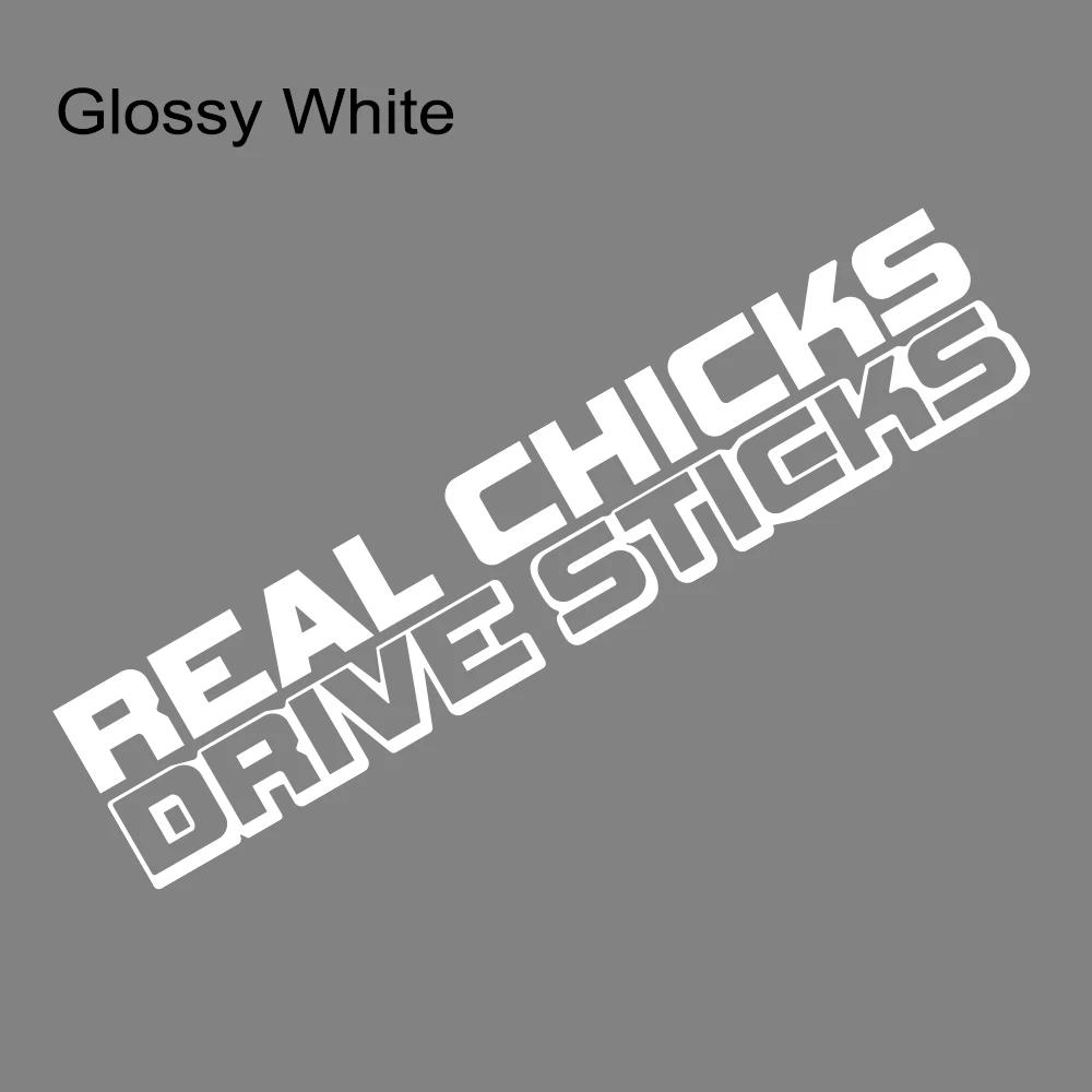 

Real Chicks Drive Stick Sticker Car Truck SUV Body Window Funny Bumper Vinyl Decal Girl Chic Letter Graphics JDM Accessories