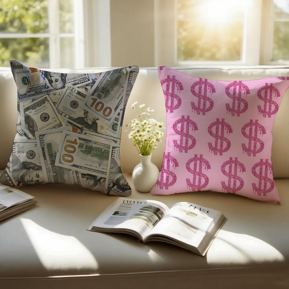 Nice Good DDollars Moneys Cushion Cover Pillowcase Antidustmite Invisible Zipper Short Plush Sofa Cushion