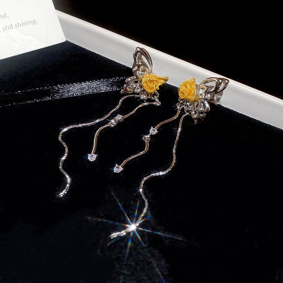 Zircon Butterfly Tassel Ear Clips: Elegant, No-Piercing Jewelry for Women