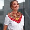 Printed Head Silk Scarf Elegant Square Hijab Neckerchief Satin Bandana  Female Use