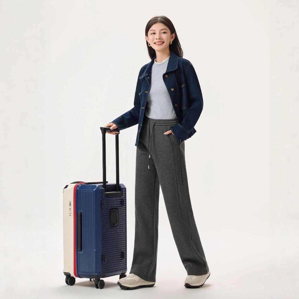 Women's Fashionable Gray Fleece-Lined Winter Pants: Petite, Narrow, or Wide-Leg Acetate Wool Sweatpants.