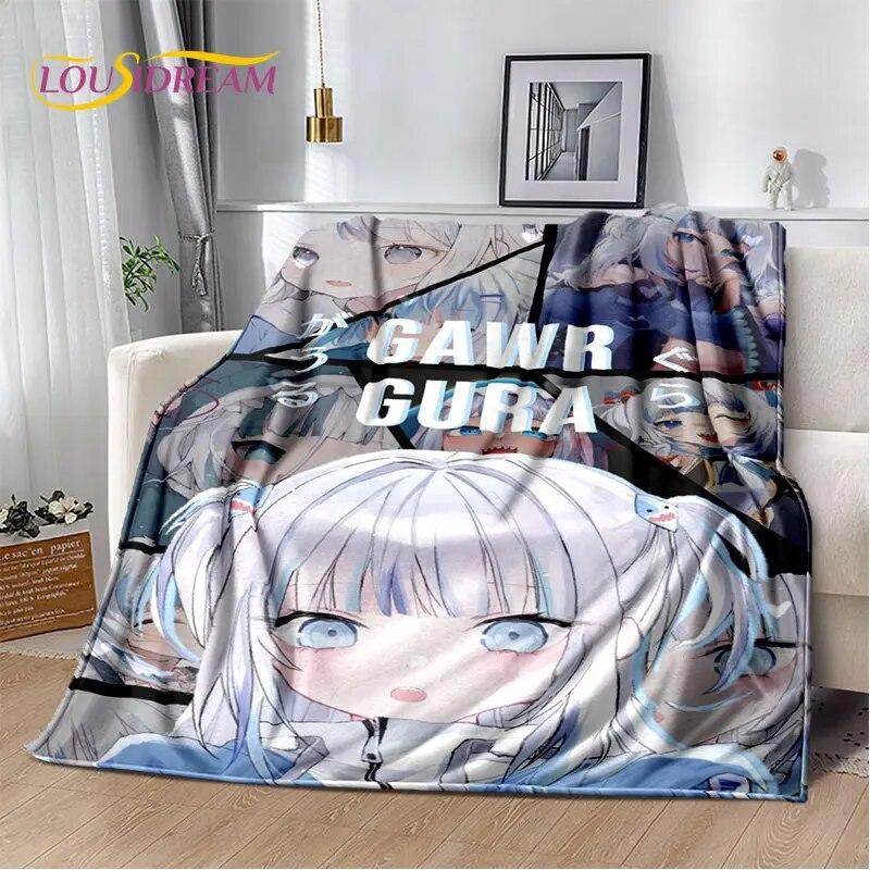 Gawr Gura Hololive Cute Anime Soft Plush Blanket,Flannel Blanket Throw Blanket for Living Room Bedroom Bed Sofa Picnic Cover Kid