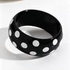 Hong Kong Style Retro Black & White Polka Dot Earrings: Double Layer Round Acrylic for Women