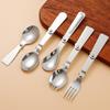 Stainless Steel Folding Spoon Outdoor Camping Picnic Fork Spoon Multifunctional Portable Mini Fork Spoon Camping Equipment Tools