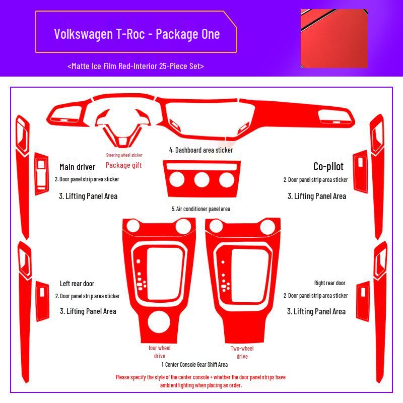 18-21 Volkswagen T-Roc Starry Sky Interior Stickers for Console & Gear Lever