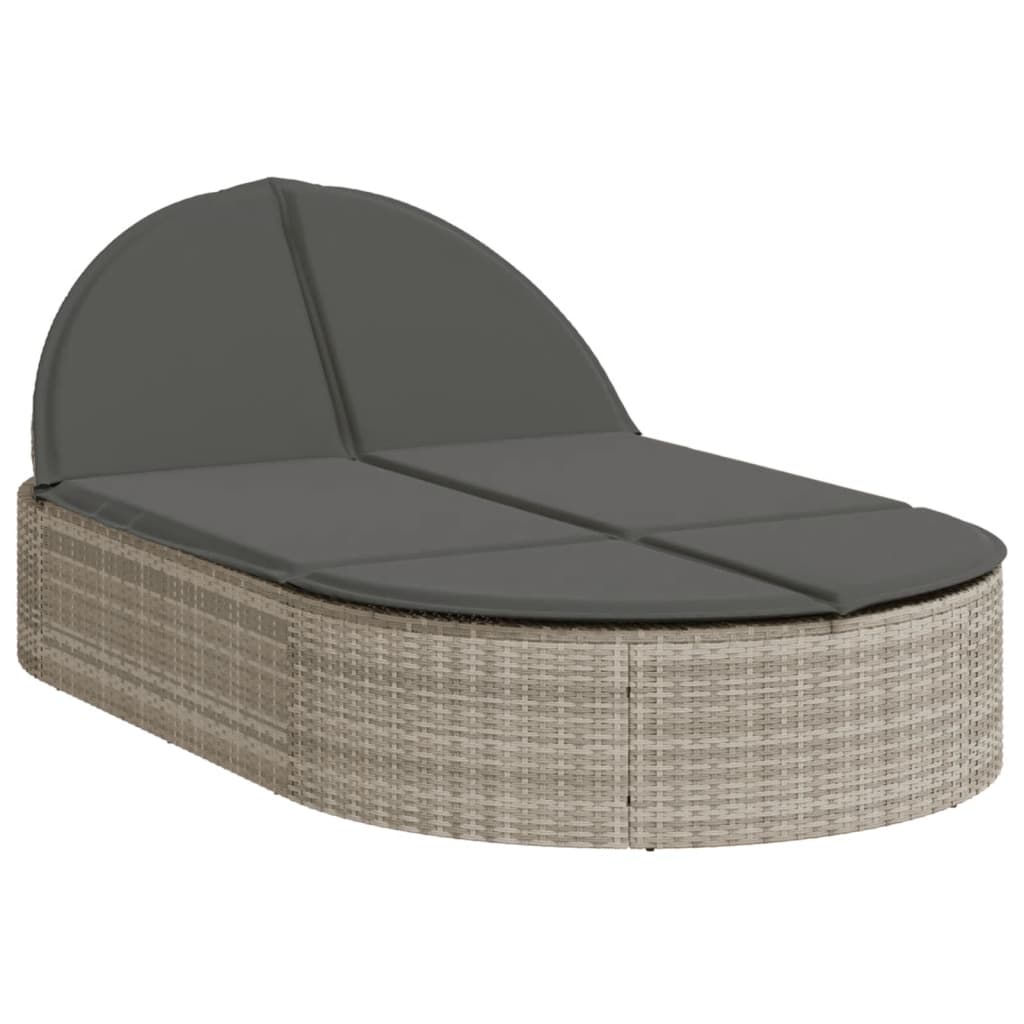 Doppelsonnensessel mit Polstern Hellgrau Poly-Rattan