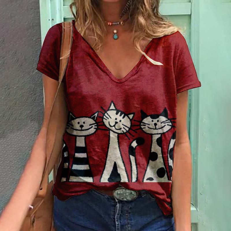 2023 Women T-Shirts Butterfly Y2k Female Tops Clothing Summer 3D Short Sleeve Print Tees Harajuku Kawaii Oversized Loose V Neck T Shirts