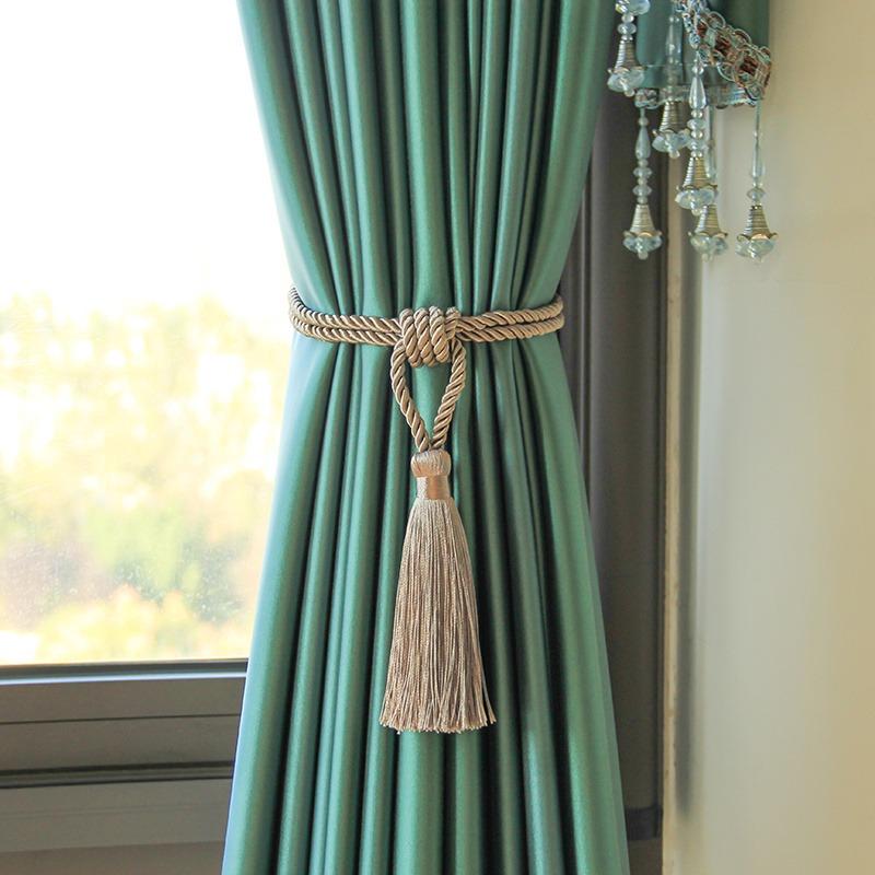 2pcs Handmade Tassel Curtain Tieback Room Accessories Gold Curtain Buckle Rope Home Decoration Holdback Window Fringe