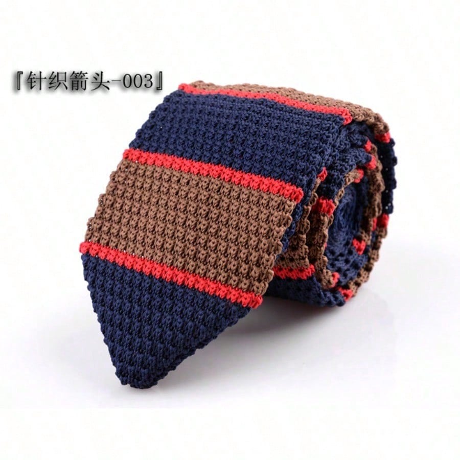 Cravate Tricotée à Rayures, Accessoires de Mode, Cravate Personnalisée Contrastée de Niche en Forme de Flèche