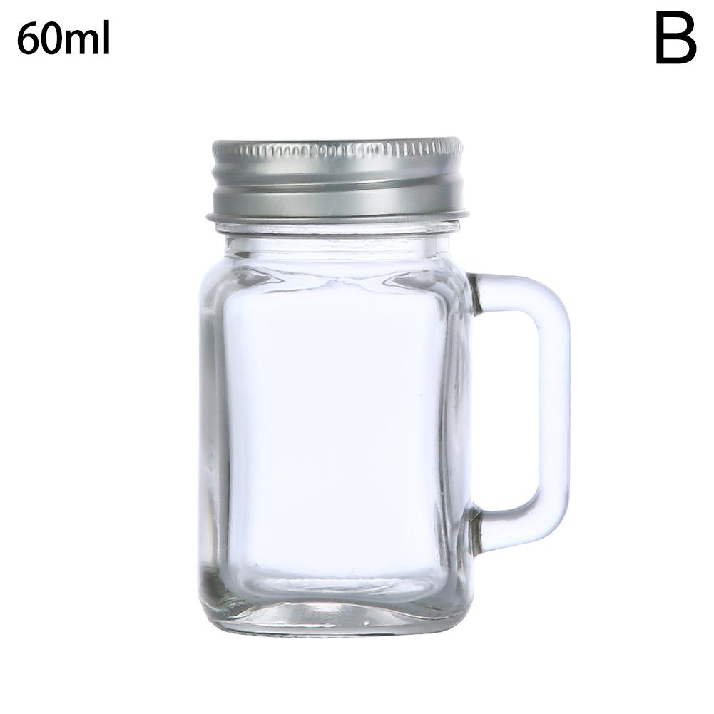 40ml/60ml/120ml Small Sealed Jar With Lid Portable Handle Cup Glass Bottle Leakproof Glass Water Bottle For Milk Coffee Glass