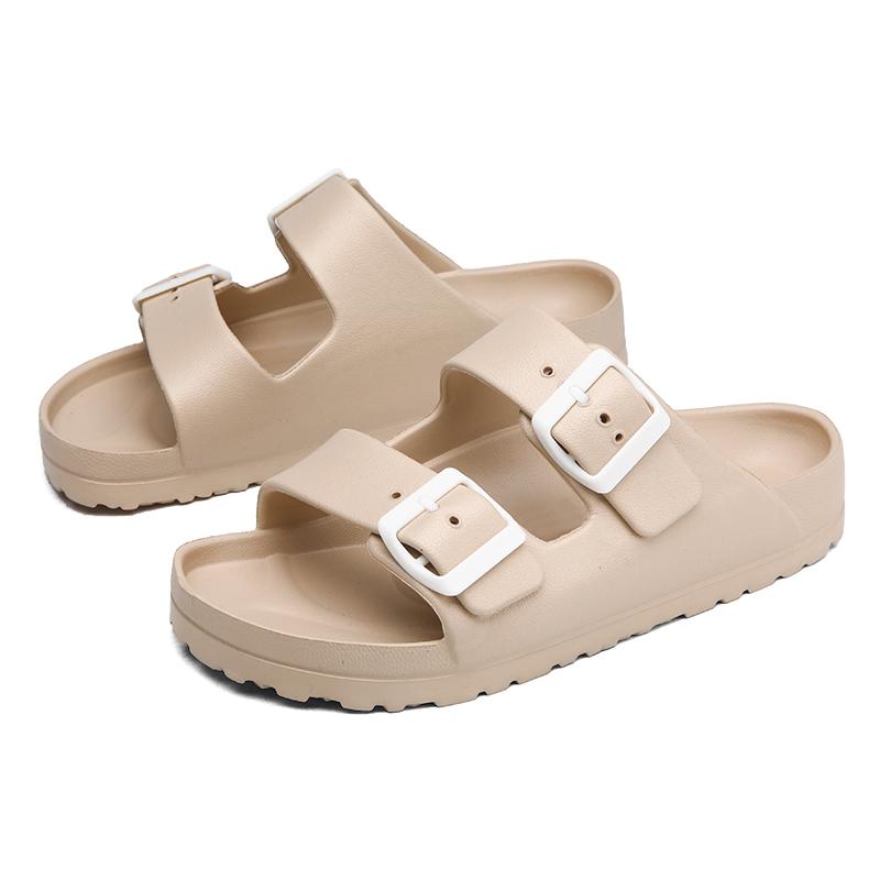 Fehér papucs női Könnyű gumi Birken szandál két állítható pánttal Kettős csattal Otthoni cipő Beltéri papucs