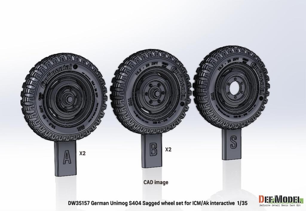 Diff Model 1/35 Scale Modern German Unimog S404 Weight-Deforming Tire Set (for AK Interactive/ICM) Plastic Model Kit Parts DW35157