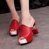 Pantofole da Donna con Suola in Cuoio Mule Sexy da Donna con Tacco Alto Zoccoli Neri Mule con Plateau Open Toe Sandali Slip-on Scarpe 2026