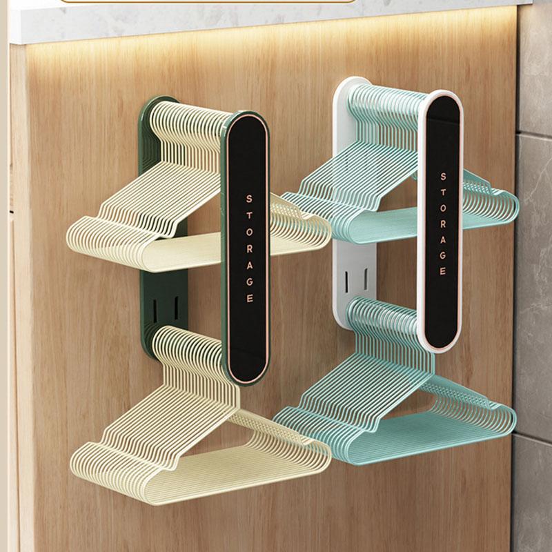 Double Layer Hanger Storage Rack Retractable Hanger Organizer Stick It On Washing Machines, Balconies And Laundry Rooms For Use
